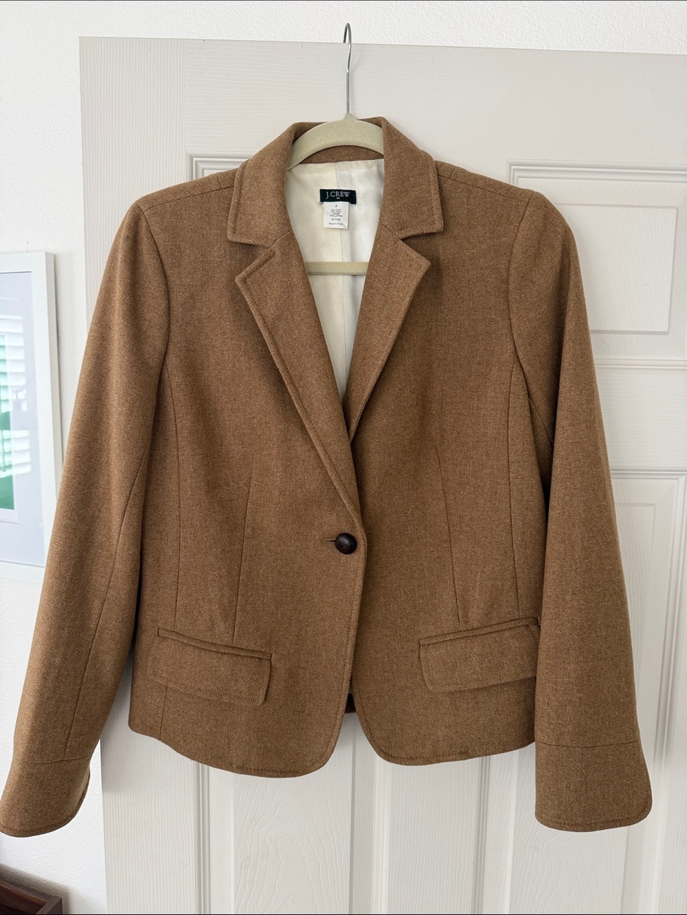 J. Crew Women's Tan Wool-Blend Single-Button Blazer